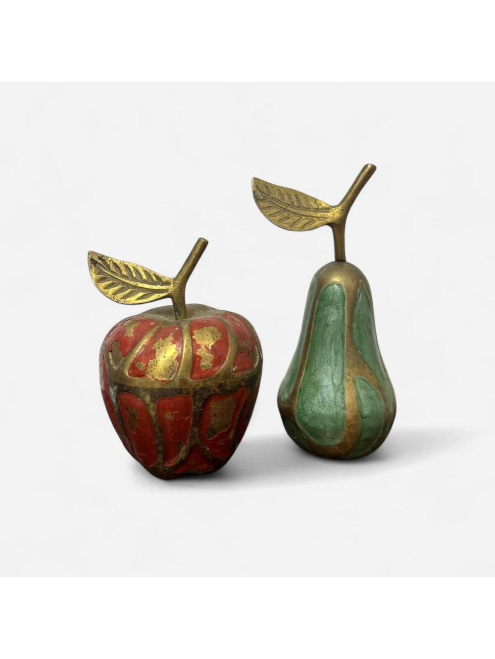 Brass Vintage Fruit Apple and Pear